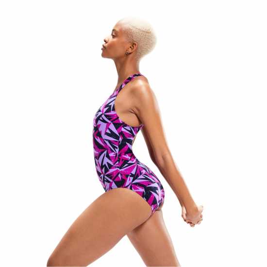 Дамски бански Speedo Hyperboom Allover Medalist Морско синьо/Ягода Speedo Hyperboom Allover Medalist Морско синьо/Ягода Дамски бански