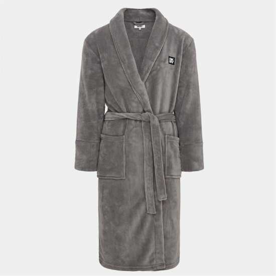 Dkny Mens Fleece Robe Trash Pandas Charcoal 
