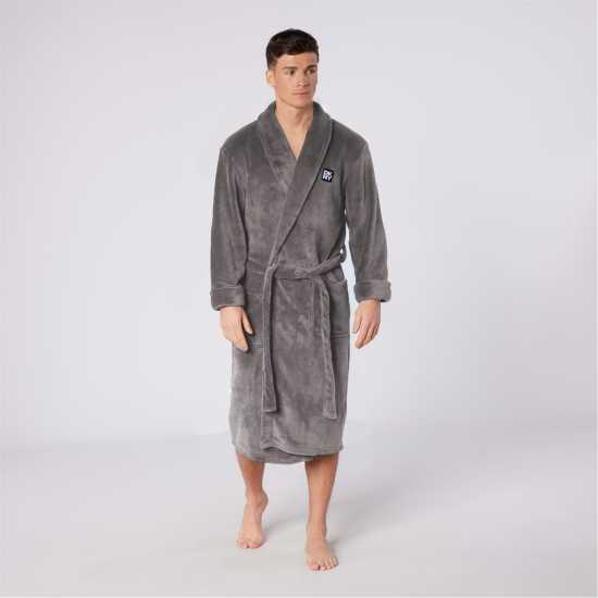 Dkny Mens Fleece Robe Trash Pandas Charcoal 