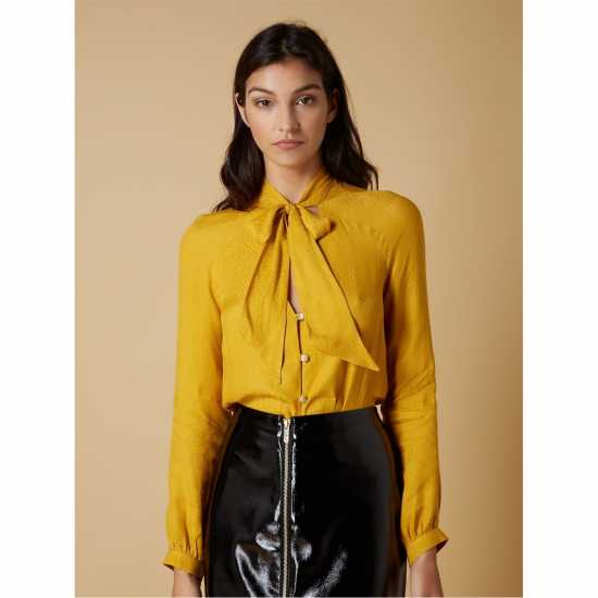 Biba Leopard Jacquard Pussybow Blouse  Дамски ризи и тениски