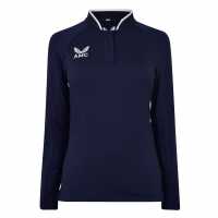 Castore Long Sleeve Polo Top Womens Морско синьо/Бяло 