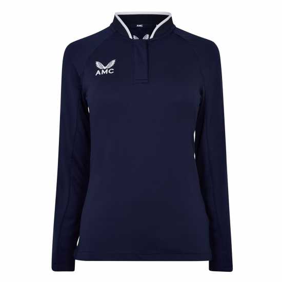 Castore Long Sleeve Polo Top Womens Морско синьо/Бяло Castore Long Sleeve Polo Top Womens Морско синьо/Бяло