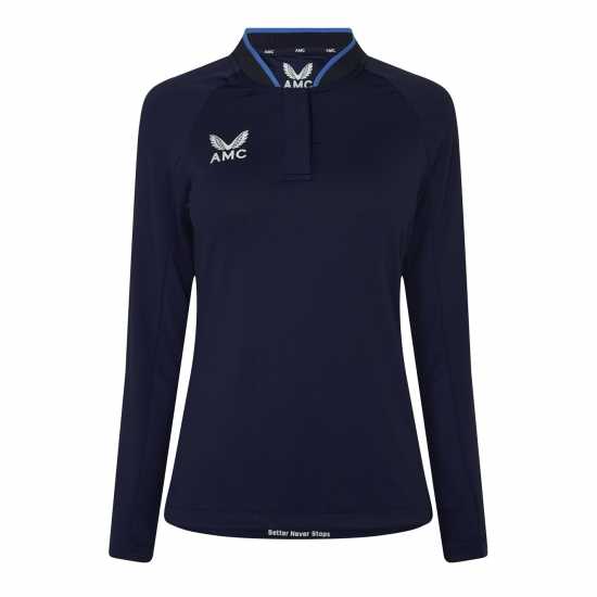 Castore Long Sleeve Polo Top Womens Морско синьо/синьо Castore Long Sleeve Polo Top Womens Морско синьо/синьо
