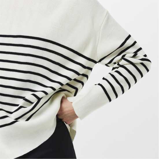 Missy Empire High Neck Oversized Long Sleeve Jumper Бяло/Черно 