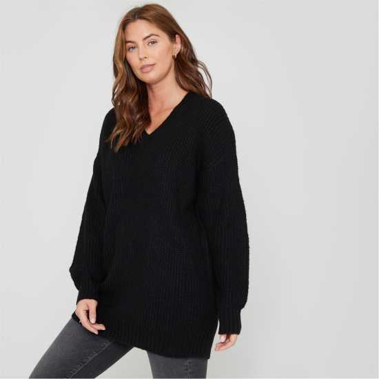 Дамски пуловери и жилетки Be You You Cosy V Neck Stretch Jumper Ld00 ЧЕРЕН Be You You Cosy V Neck Stretch Jumper Ld00 ЧЕРЕН Дамски пуловери и жилетки