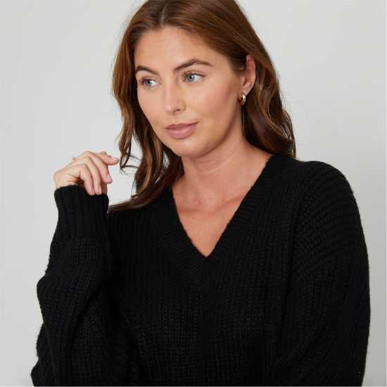 Дамски пуловери и жилетки Be You You Cosy V Neck Stretch Jumper Ld00 ЧЕРЕН Be You You Cosy V Neck Stretch Jumper Ld00 ЧЕРЕН Дамски пуловери и жилетки