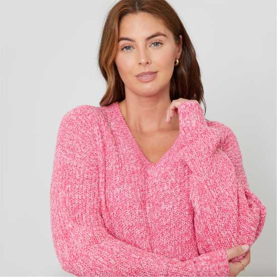 Дамски пуловери и жилетки Be You You Cosy V Neck Stretch Jumper Ld00 РОЗОВО Be You You Cosy V Neck Stretch Jumper Ld00 РОЗОВО Дамски пуловери и жилетки