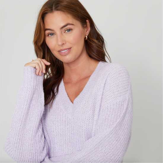 Дамски пуловери и жилетки Be You You Cosy V Neck Stretch Jumper Ld00 ЛИЛАВО Be You You Cosy V Neck Stretch Jumper Ld00 ЛИЛАВО Дамски пуловери и жилетки