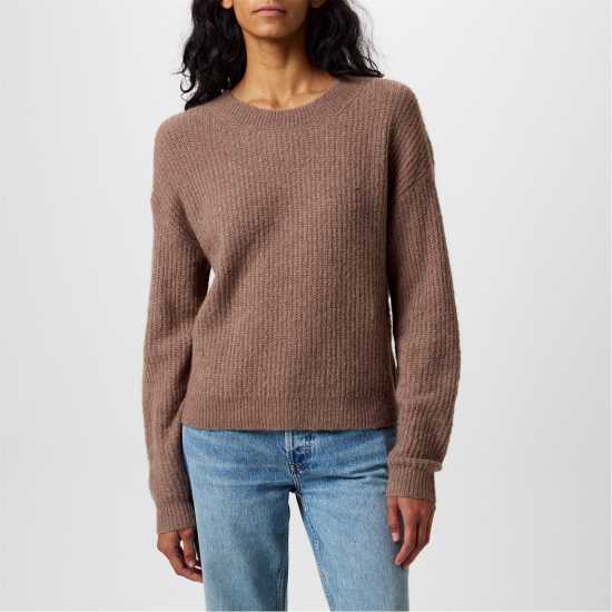 Jack Wills Wide Neck Jumper Моха Дамски пуловери и жилетки