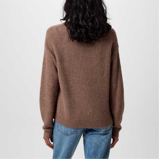 Jack Wills Wide Neck Jumper Моха Дамски пуловери и жилетки