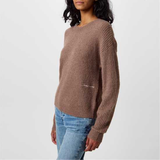 Jack Wills Wide Neck Jumper Моха Дамски пуловери и жилетки