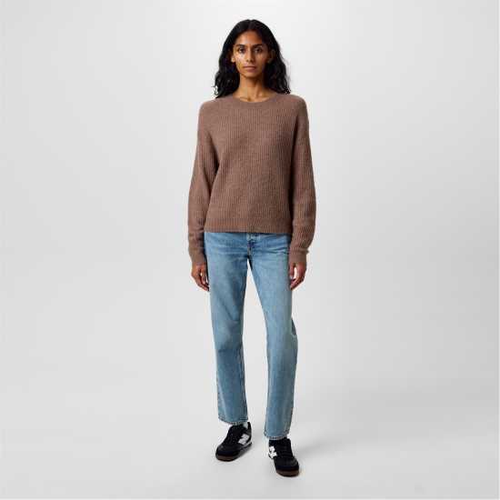 Jack Wills Wide Neck Jumper Моха Дамски пуловери и жилетки