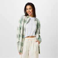 Фланелена Риза Jack Wills Flannel Shirt Ледено зелено Дамски ризи и тениски