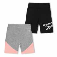 Reebok Kids' Black Fleece Jogger Shorts Silver 