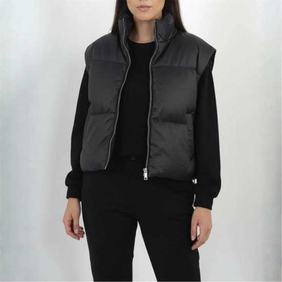 Brave Soul Bs Womens Matte High Neck Puffer Gilet Brave Soul Bs Womens Matte High Neck Puffer Gilet