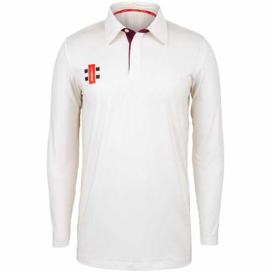 Gray Nicolls Тениска Men's Short-Sleeve Cricket Shirt Кремаво/Марунено 