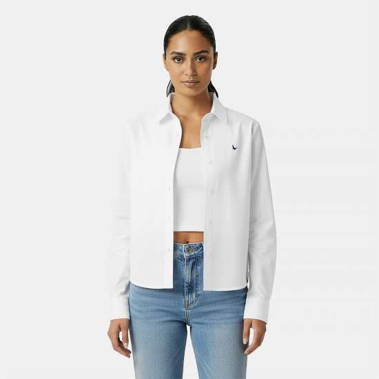 Jack Wills Women's Classic Twill Long Sleeve Plain Shirt Ярко бяло Jack Wills Women's Classic Twill Long Sleeve Plain Shirt Ярко бяло