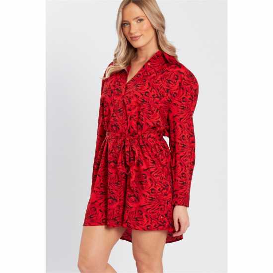 Wednesday Girls Long-Sleeve Dress Shirt Червено 