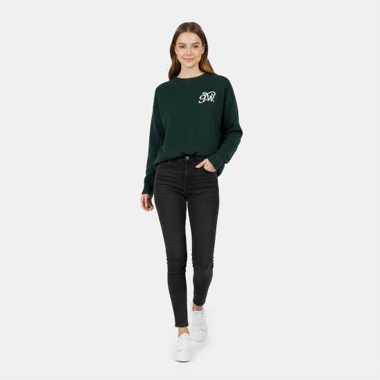Блуза С Обло Деколте Jack Wills Men's Initial Long Sleeve Oversized Fit Crew Neck Jumper Тъмна смърч 