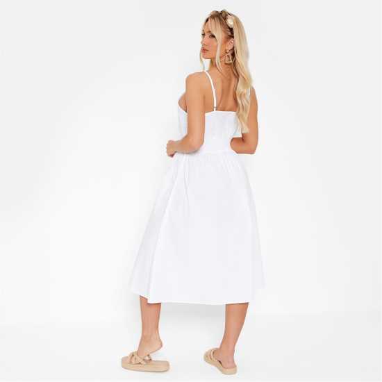 Средна Рокля I Saw It First Cami Shirred Waist Midi Dress White Дамски поли и рокли