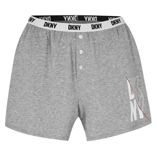 Dkny Short Sleeve Top And Boxer Set White/Grey Дамски пижами