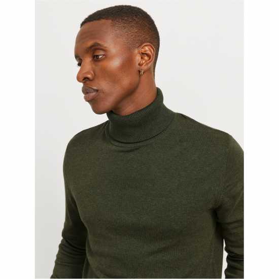 Jack And Jones Knit Roll Nk  Sn99 Зелено Комбу Мъжки пуловери и жилетки