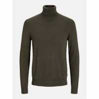 Блуза С Висок Врат Knitted Roll Neck Jumper Olive Night 