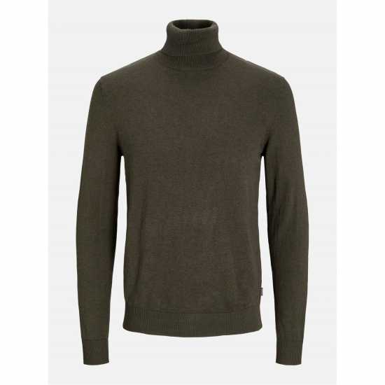 Блуза С Висок Врат Knitted Roll Neck Jumper Olive Night 