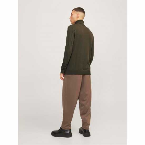 Блуза С Висок Врат Knitted Roll Neck Jumper Olive Night 