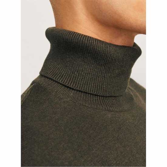 Блуза С Висок Врат Knitted Roll Neck Jumper Olive Night 