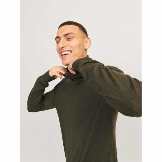 Блуза С Висок Врат Knitted Roll Neck Jumper Olive Night 