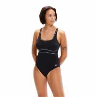 Speedo Womens Shaping Contour Eclipse Swimsuit Black/White Дамски бански