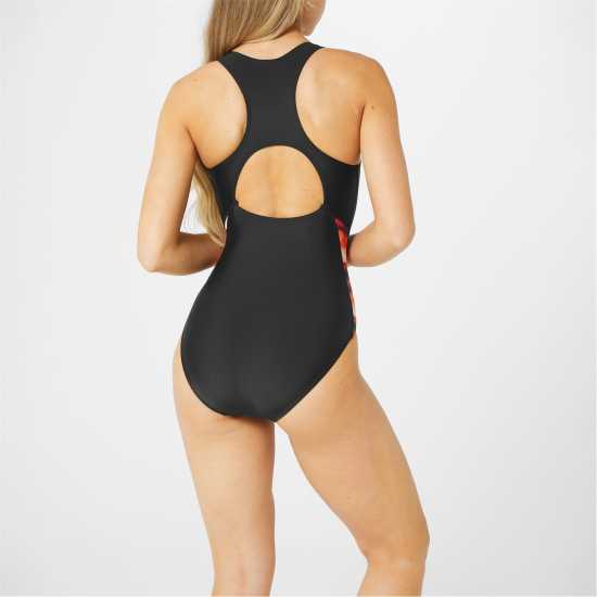 Slazenger Splice Racerback Swimsuit Womens Black/Orange Дамски бански