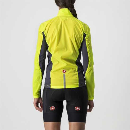 Castelli Колоездачно Яке Squadra Stretch Long Sleeve Reflective Performance Cycling Jacket Yellow/Grey 
