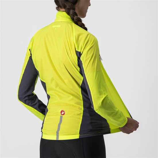 Castelli Колоездачно Яке Squadra Stretch Long Sleeve Reflective Performance Cycling Jacket Yellow/Grey 