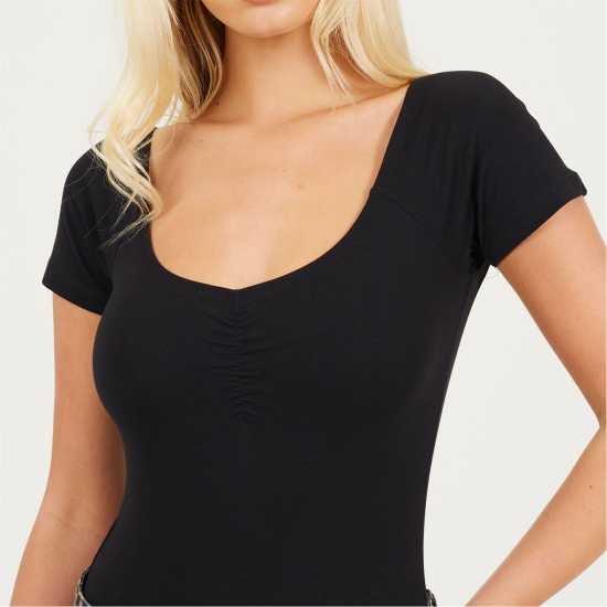 Brave Soul Bodysuit With Gathered Detail Черно Brave Soul Bodysuit With Gathered Detail Черно