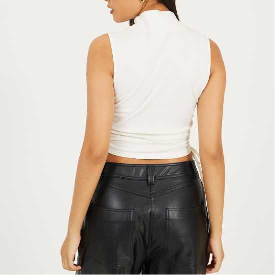 Brave Soul Womens Sleeveless High Neck Top With Drawstring Side Detail.  