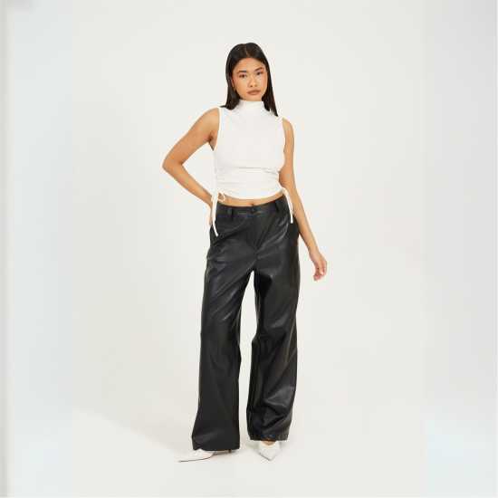 Brave Soul Womens Sleeveless High Neck Top With Drawstring Side Detail.  