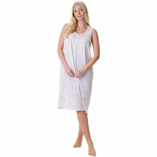 Camille 100% Cotton Sleeveless Polka Dot White Nightdress  Дамски пижами