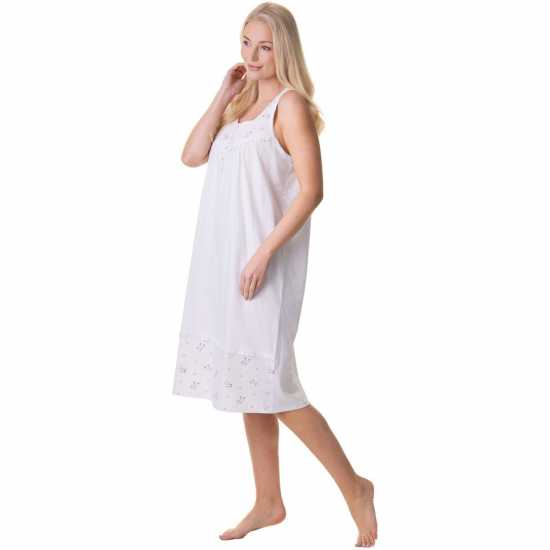 Camille 100% Cotton Sleeveless Polka Dot White Nightdress  Дамски пижами