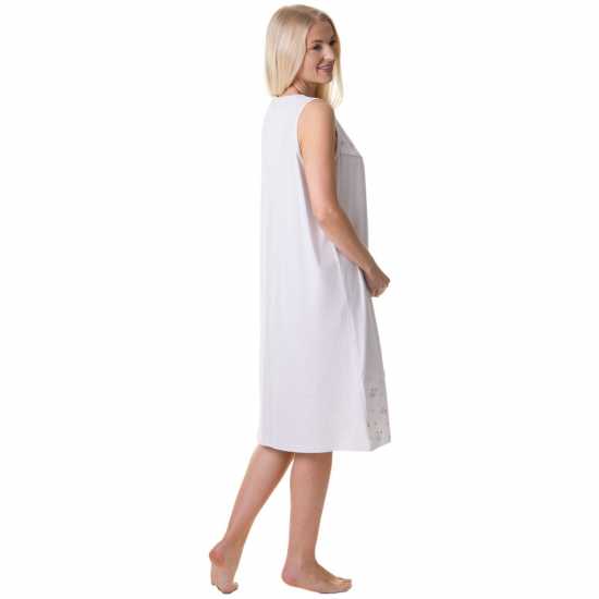 Camille 100% Cotton Sleeveless Polka Dot White Nightdress  Дамски пижами