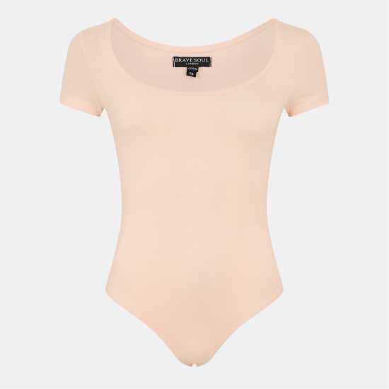 Brave Soul Square Neck T-Shirt Bodysuit Розово-прасковен Brave Soul Square Neck T-Shirt Bodysuit Розово-прасковен