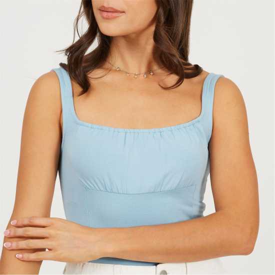 Brave Soul Style Bodysuit With Gathered Bust Пудра Синьо Brave Soul Style Bodysuit With Gathered Bust Пудра Синьо