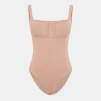 Brave Soul Style Bodysuit With Gathered Bust Тоуп 