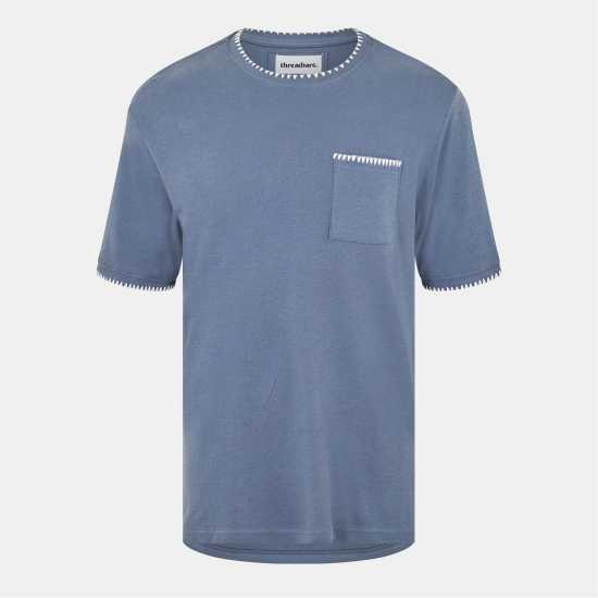 Threadbare Men's Perth Knitted Top Деним/Екрю Threadbare Men's Perth Knitted Top Деним/Екрю