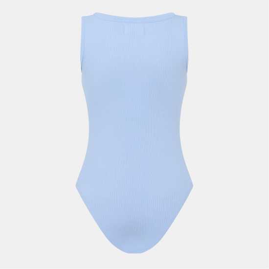 Brave Soul Vest Style Notch Neck Bodysuit Небесно синьо 