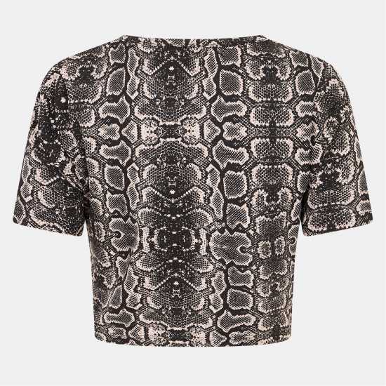Brave Soul Snake Print Crop T-Shirt  