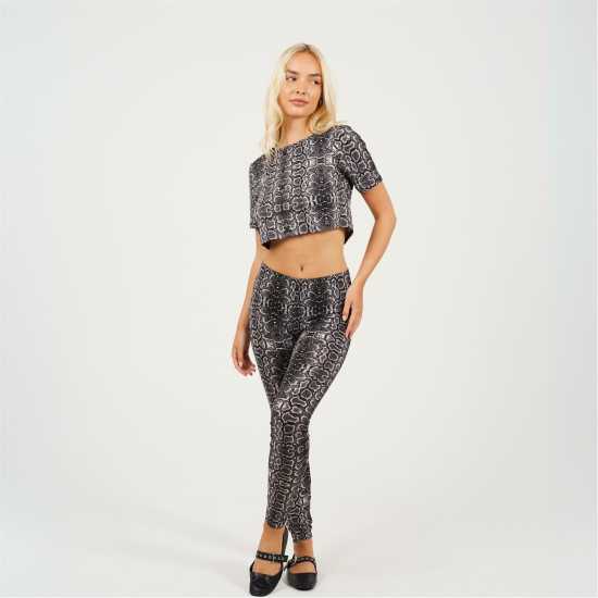 Brave Soul Snake Print Crop T-Shirt  