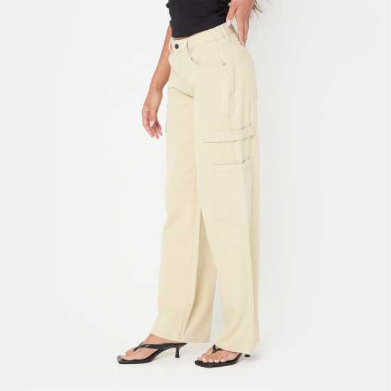 Low Rise Pocket Detail Wide Leg Jeans  
