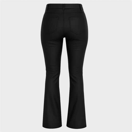 Coated Denim Side Split Flare Trousers  